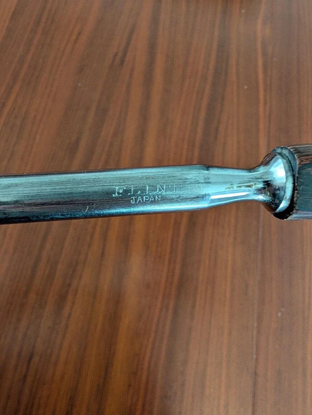 Vintage Flint Honing Rod Sharpening Steel Stainless Steel Wood Handle Japan